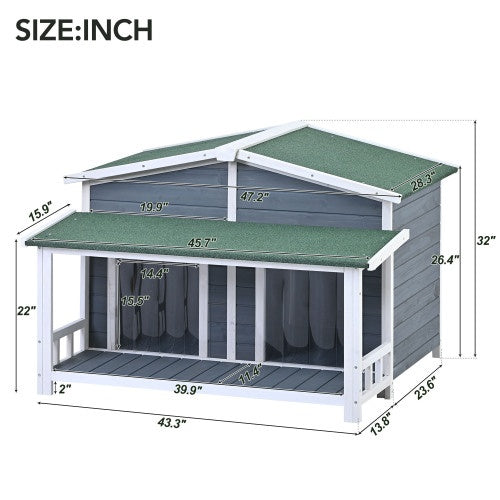 Large Wooden Dog House Outdoor, Outdoor & Indoor Dog Crate, Cabin Style