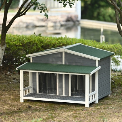 Large Wooden Dog House Outdoor, Outdoor & Indoor Dog Crate, Cabin Style