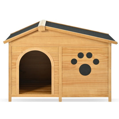 Dog House Outdoor With Porch, Dog Kennel With Water-Resistant Asphalt Roof