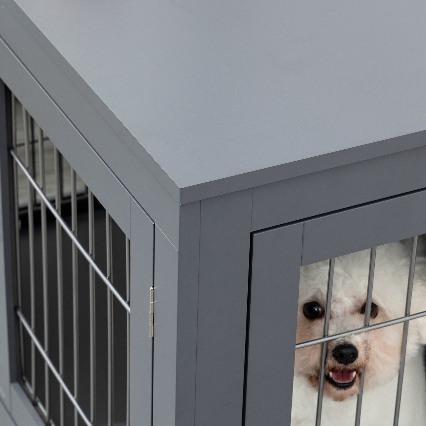 Dog Cage Furniture Metal Indoor Pet Cage Cage, Double Door End Table