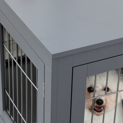 Dog Cage Furniture Metal Indoor Pet Cage Cage, Double Door End Table