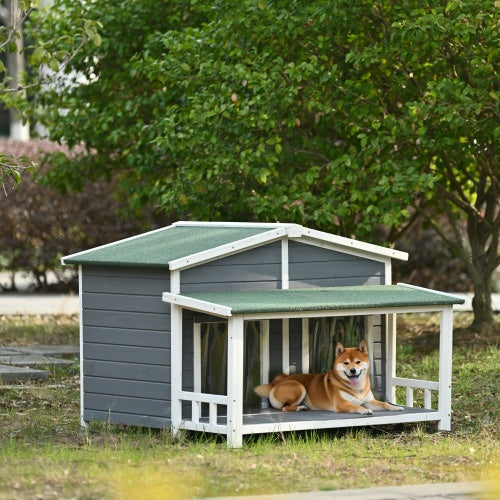Large Wooden Dog House Outdoor, Outdoor & Indoor Dog Crate, Cabin Style