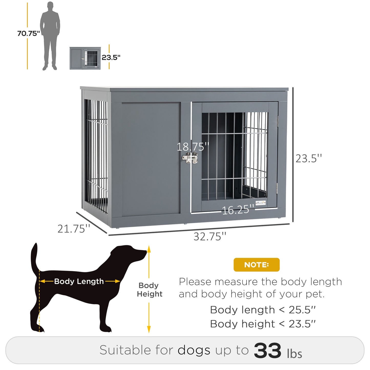 Dog Cage Furniture Metal Indoor Pet Cage Cage, Double Door End Table