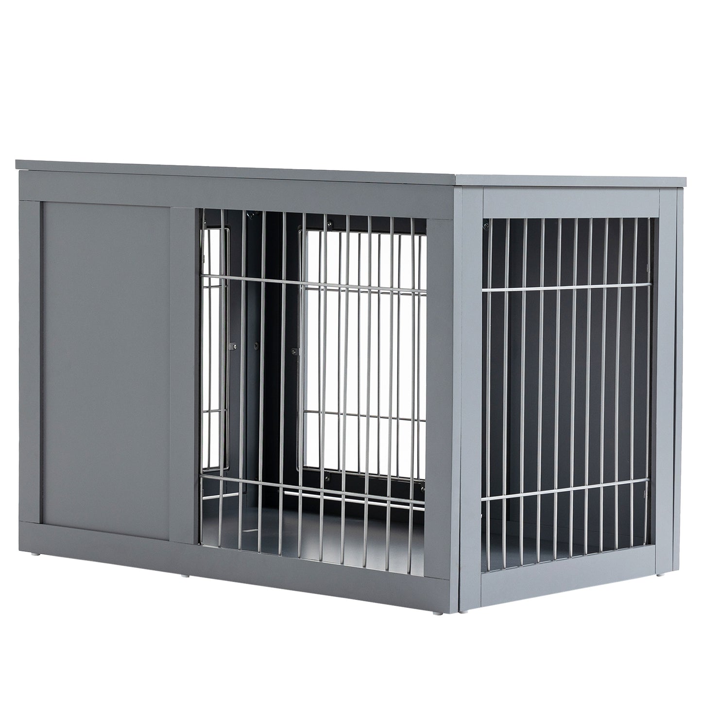 Dog Cage Furniture Metal Indoor Pet Cage Cage, Double Door End Table
