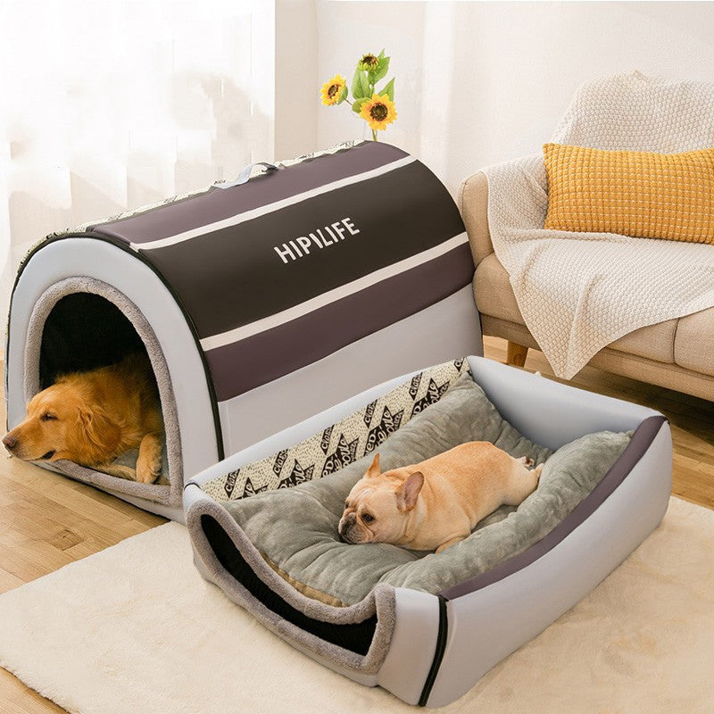Warm Dog House For Medium And Large Dogs In Autumn